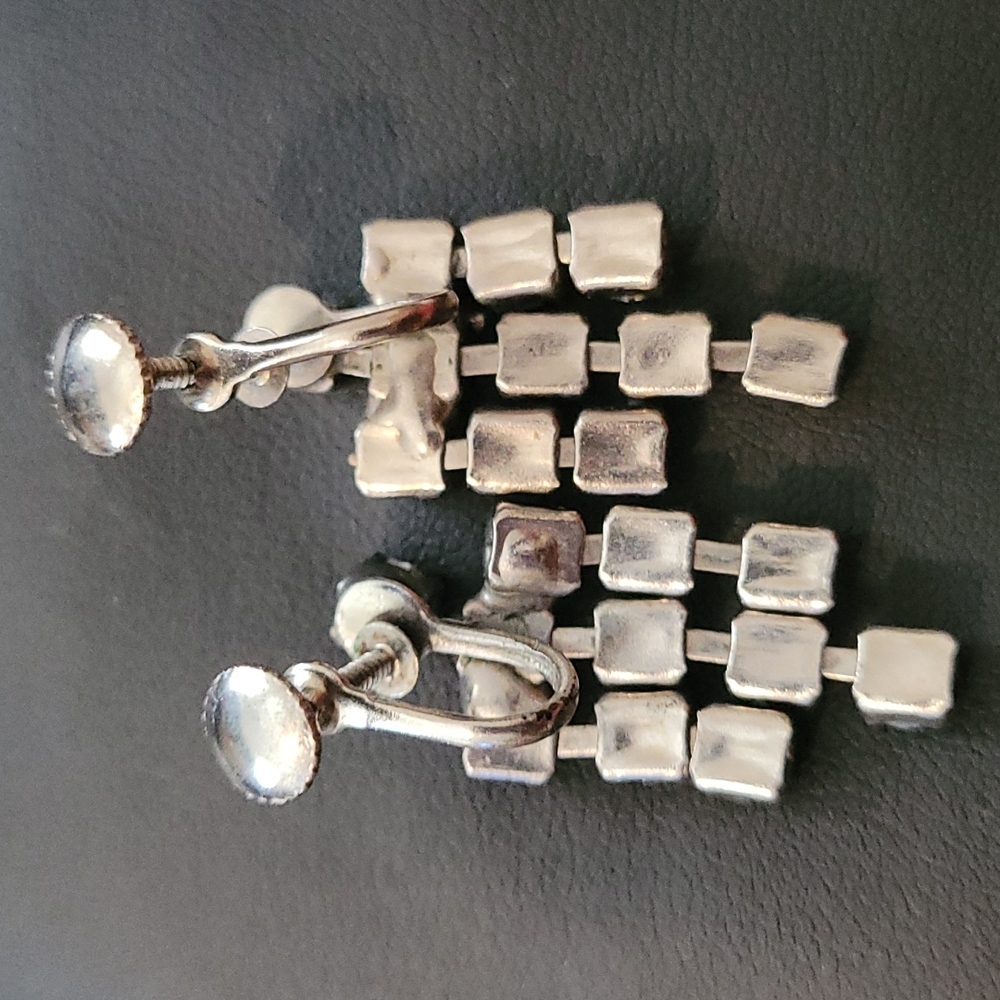 Vintage Blue Rhinestone Stud Dangling Earrings, S… - image 5